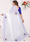 Blue and White Faux Georgette Trendy Classic Saree - 1