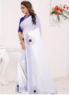 Blue and White Faux Georgette Trendy Classic Saree - 2