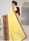 Jacquard Silk Maroon and Yellow Embroidered Work Designer Contemporary Saree - 2