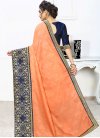 Navy Blue and Orange Contemporary Style Saree For Ceremonial - 2