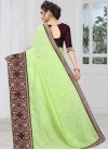Mint Green and Wine Trendy Classic Saree For Ceremonial - 2