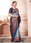Light Blue and Navy Blue Woven Work Designer Contemporary Style Saree - 2