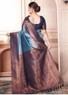 Light Blue and Navy Blue Woven Work Designer Contemporary Style Saree - 3
