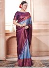 Kanjivaram Silk Light Blue and Purple Trendy Classic Saree - 1