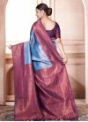 Kanjivaram Silk Light Blue and Purple Trendy Classic Saree - 3