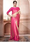 Cream and Rose Pink Woven Work Traditional Designer Saree - 1