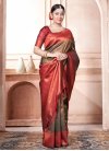 Brown and Red Woven Work Traditional Designer Saree - 2