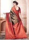 Brown and Red Woven Work Traditional Designer Saree - 3