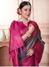 Navy Blue and Rose Pink Trendy Classic Saree For Ceremonial - 1