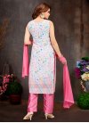 Off White and Pink Readymade Salwar Kameez For Festival - 1