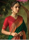 Bottle Green and Red Brasso Designer Traditional Saree For Ceremonial - 1