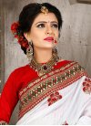 Sophisticated Red and White Booti Work Trendy Designer Saree - 2