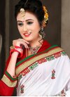 Haute Bhagalpuri Silk Embroidered Work Red and White Trendy Classic Saree - 1