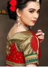 Red and White Bhagalpuri Silk Trendy Designer Saree - 1