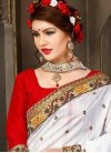 Mystical Embroidered Work Red and White Bhagalpuri Silk Designer Contemporary Saree For Ceremonial - 2
