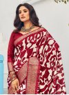 Maroon and Off White Designer Contemporary Saree For Ceremonial - 1