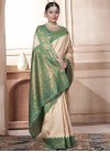 Beige and Green Designer Contemporary Style Saree - 1