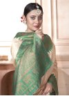 Beige and Green Designer Contemporary Style Saree - 2