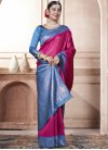 Blue and Rose Pink Kanjivaram Silk Designer Traditional Saree - 1