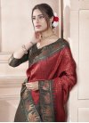 Bottle Green and Red Woven Work Trendy Classic Saree - 2