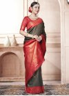 Bottle Green and Red Kanjivaram Silk Designer Contemporary Saree - 1