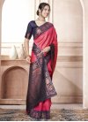 Kanjivaram Silk Woven Work Hot Pink and Navy Blue Trendy Classic Saree - 2