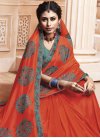 Art Silk Orange and Sea Green Traditional Designer Saree For Ceremonial - 1