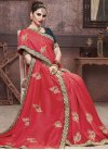 Art Silk Red and Teal Trendy Classic Saree - 1