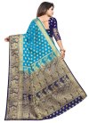 Light Blue and Navy Blue Woven Work Designer Contemporary Style Saree - 1