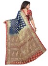 Navy Blue and Red Woven Work Trendy Classic Saree - 1