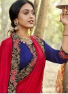 Blue and Red Embroidered Work Half N Half Trendy Saree - 1
