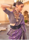 Silk Beige and Purple Traditional Designer Saree - 1