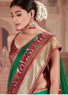 Green and Red Woven Work Trendy Classic Saree - 1