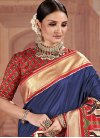 Woven Work Patola Silk Navy Blue and Red Designer Contemporary Style Saree - 1
