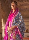 Grey and Hot Pink  Patola Silk Traditional Designer Saree - 1