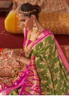 Aloe Veera Green and Rose Pink Patola Silk Traditional Designer Saree For Festival - 1