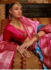 Light Blue and Pink Patola Silk Traditional Designer Saree - 1