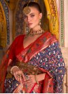 Navy Blue and Red Patola Silk Designer Traditional Saree - 1