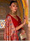 Patola Silk Bottle Green and Red Designer Traditional Saree For Ceremonial - 1