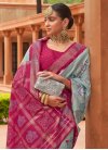 Patola Silk Hot Pink and Light Blue Trendy Designer Saree - 1