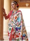 Red and White Designer Traditional Saree - 1