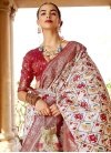 Off White and Red Designer Contemporary Style Saree - 1