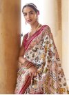 Rose Pink and White Dola Silk Traditional Designer Saree - 1