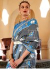 Grey and Light Blue Patola Silk Traditional Designer Saree - 1