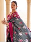 Patola Silk Grey and Magenta Traditional Designer Saree - 1