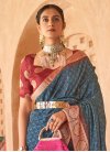 Satin Silk Woven Work Maroon and Navy Blue Designer Traditional Saree - 1