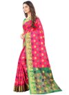 Green and Rose Pink Woven Work Designer Traditional Saree - 1