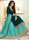 Shamita Shetty Teal and Turquoise Embroidered Work Designer Kameez Style Lehenga - 2