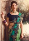 Embroidered Work Mint Green and Sea Green Designer Traditional Saree - 1