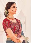 Grey and Red Trendy Classic Saree For Ceremonial - 1